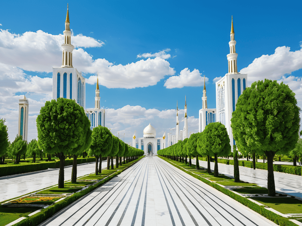 Derweze to Ashgabat cityscape view